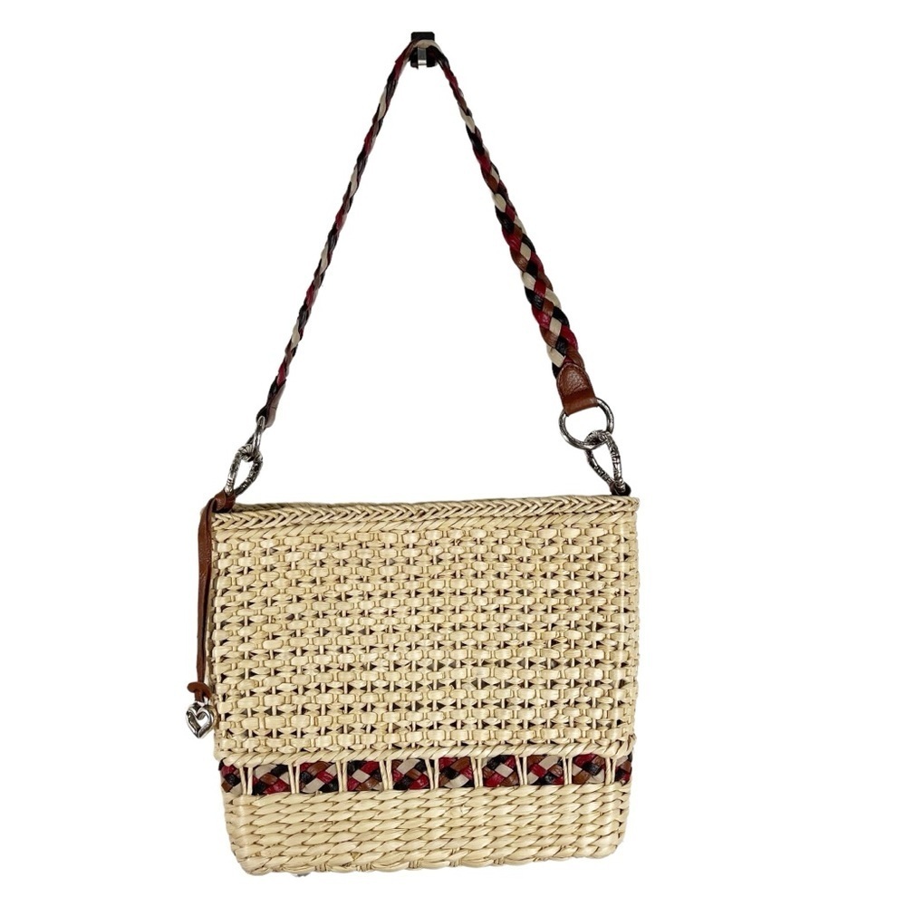 BRIGHTON Raffia Purse With Leather Trim & Braided Leather Strap - Picture 5 of 13